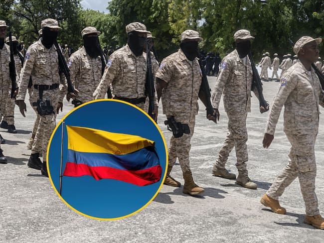 Fuerza pública de Haití y bandera de Colombia. Foto: (Photo by Guerinault Louis/Anadolu via Getty Images) / Getty Images