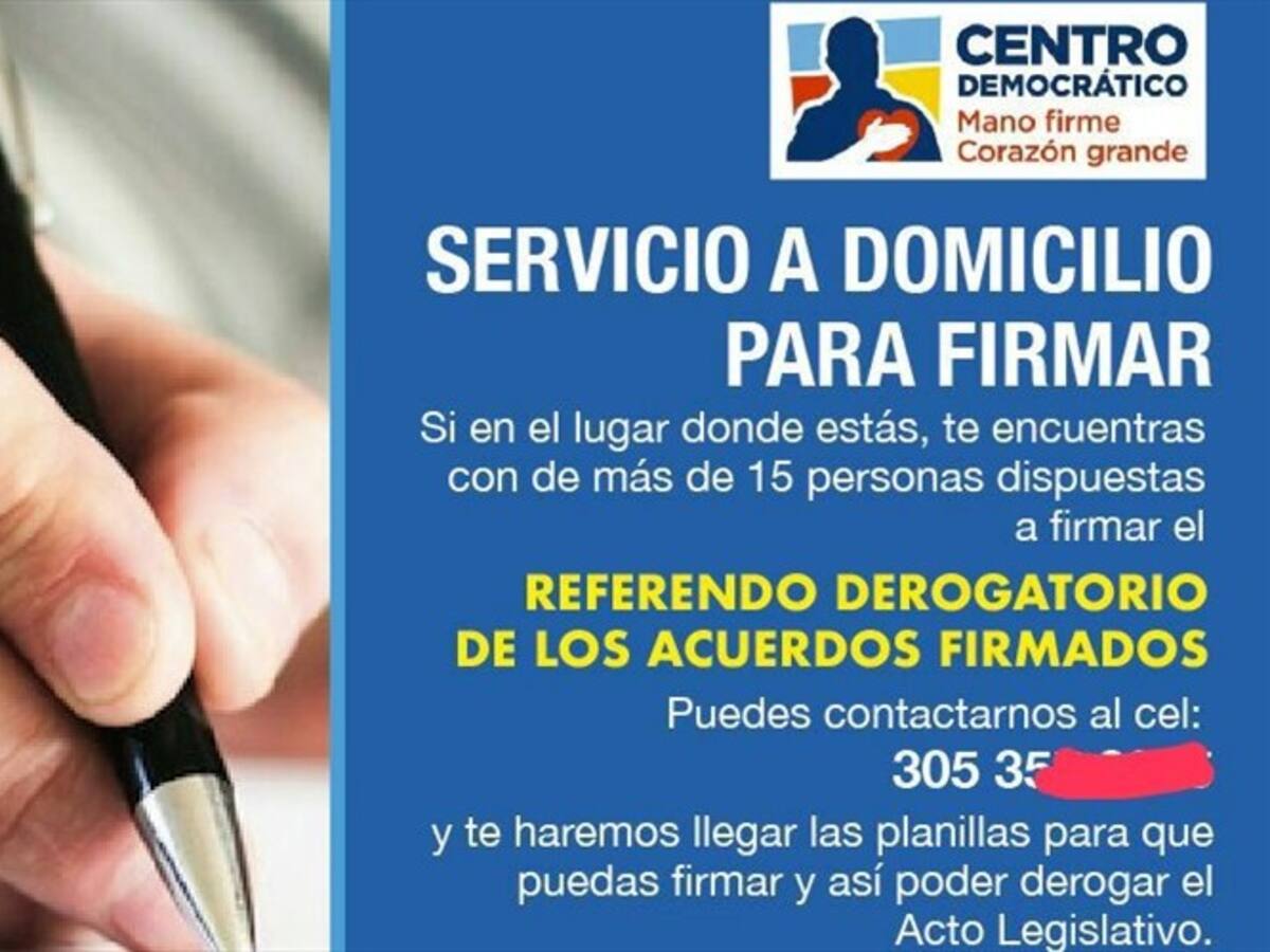 Jóvenes afines al Centro Democrático en Barranquilla ofrecen domicilio para recoger firmas