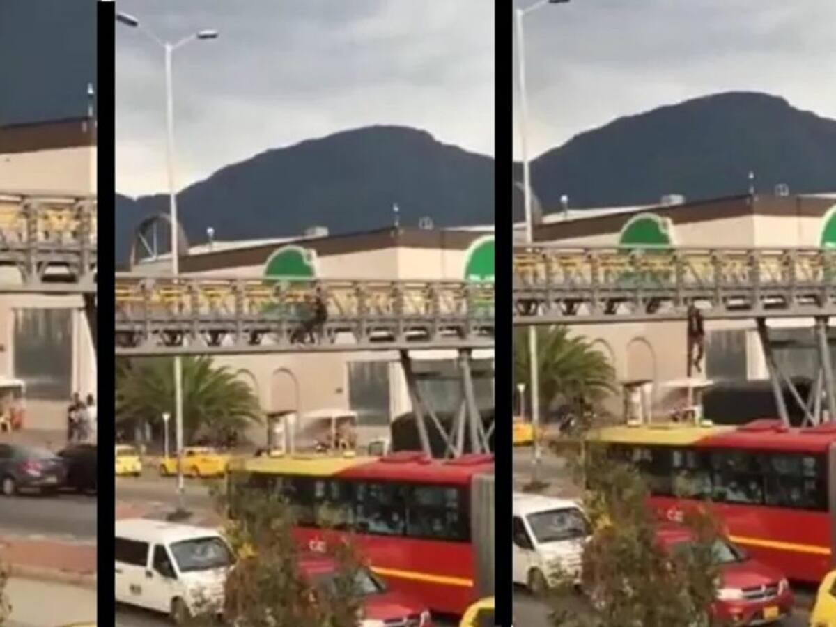 ¿Qué pretendía? Joven salta de un puente al techo de un Transmilenio