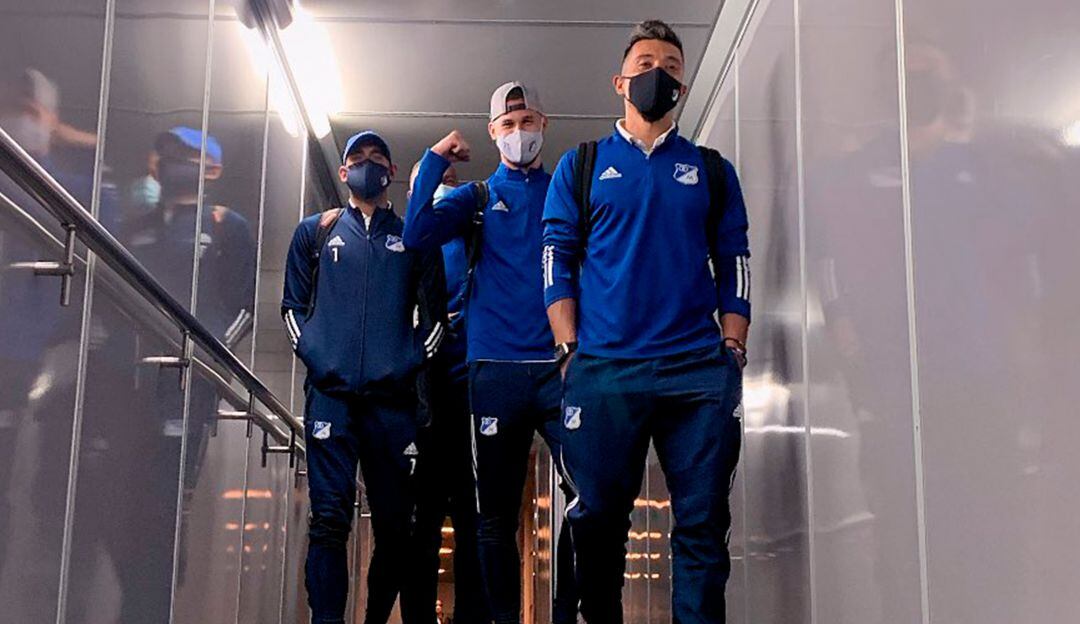 Chrstian Vargas, Juan Pablo Vargas y Fernando Uribe de Millonarios llegando a Florida