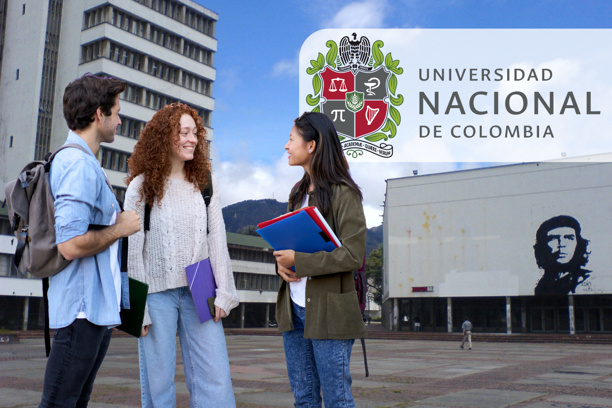 Logo e imagen de fondo tomada de la Universidad Nacional de Colombia // Imagen de los estudiantes tomada de Getty imagenes (Crédito: Carlos Barquero)