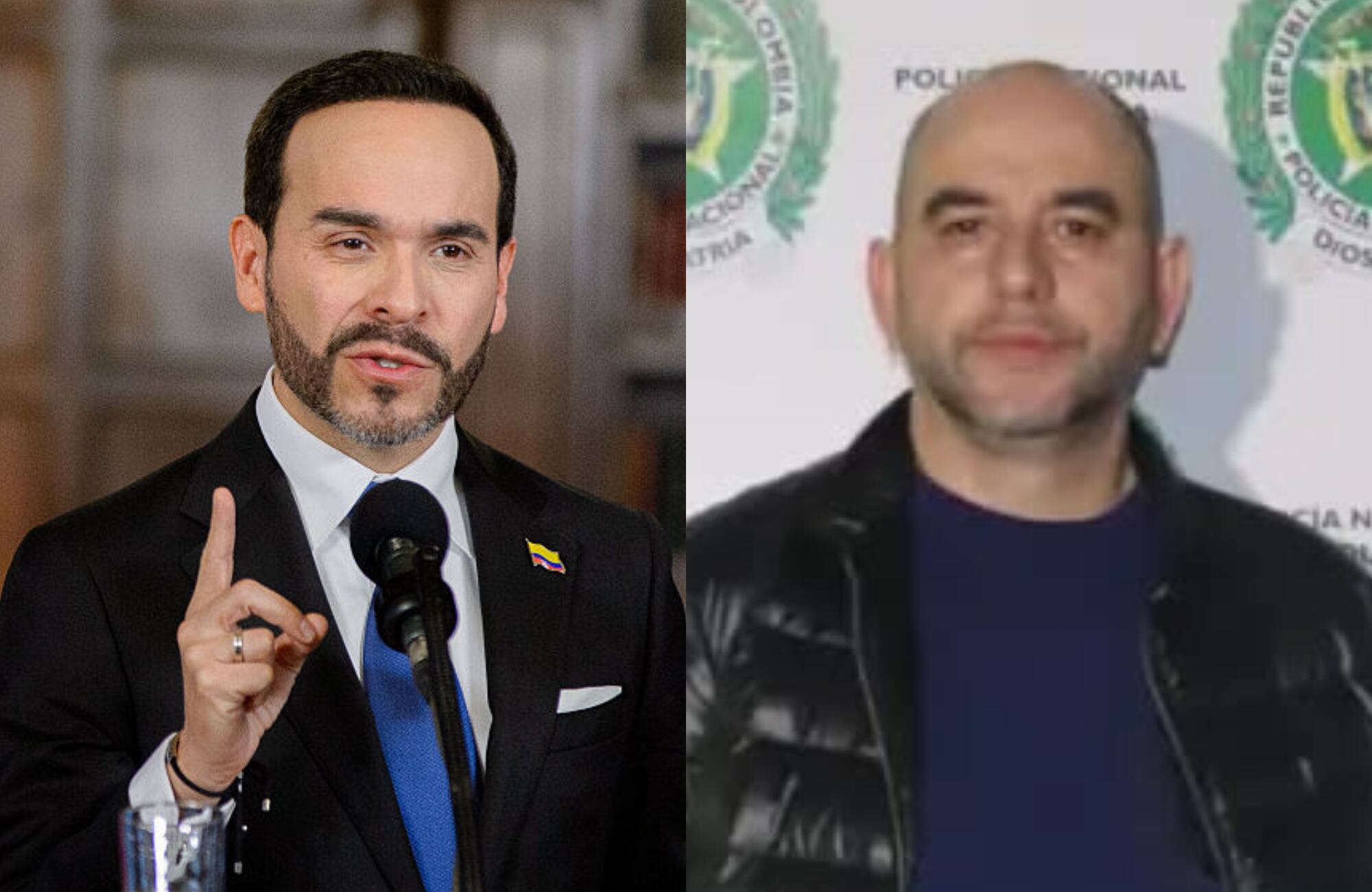 Abelardo de la Espriella y alias 'Pinocho'. Fotos: (Photo by Sebastian Barros/NurPhoto via Getty Images) / Policía