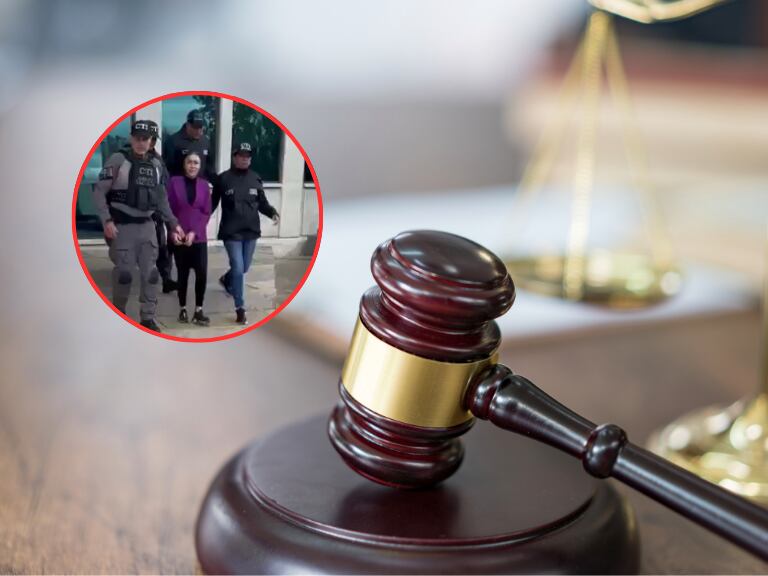 Epa Colombia en la Fiscalía tras su captura y al lado una ilustración alusiva a la justicia (Fotos vía Caracol Radio y Getty Images)