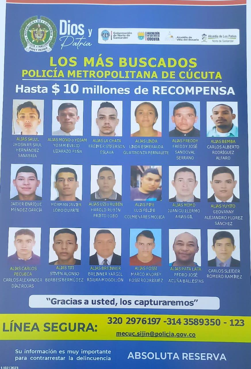 Cartel más buscados de Cúcuta y Área Metropolitana