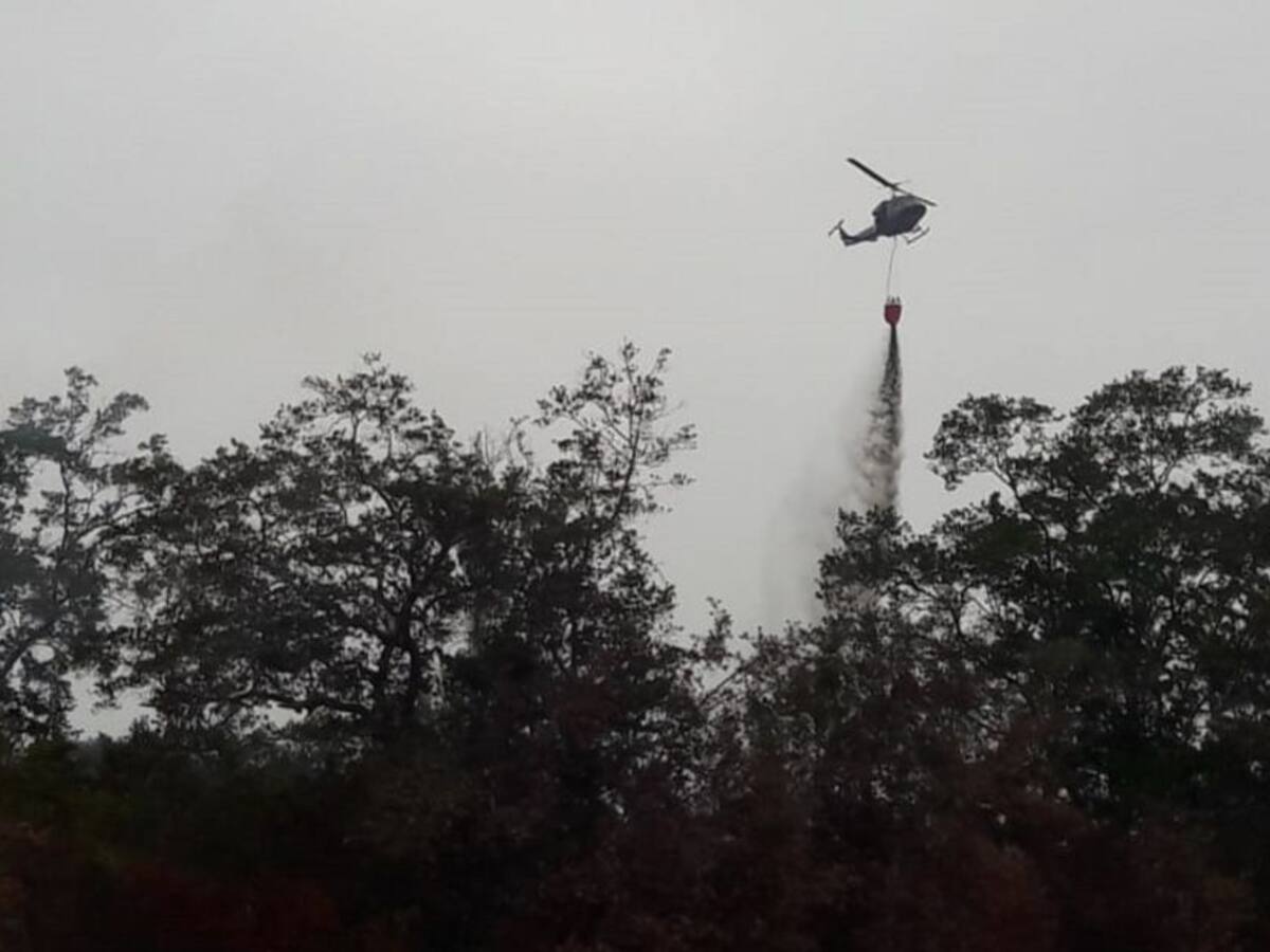 Inician descargas de agua desde el aire en el Parque Isla de Salamanca