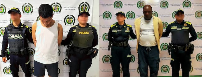 Alías "Jhon Henry" y Alías "Rember", capturados. // Policía Metropolitana de Cartagena