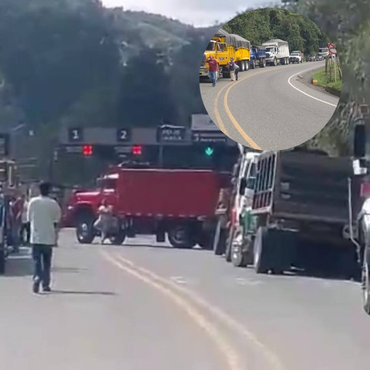 Transportadores no llegaron a un acuerdo y continúa el bloqueo de la vía en el peaje de Amagá