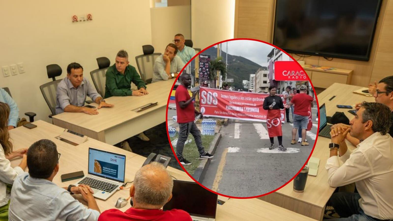 Reunión entre autoridades y comerciantes de la noche.