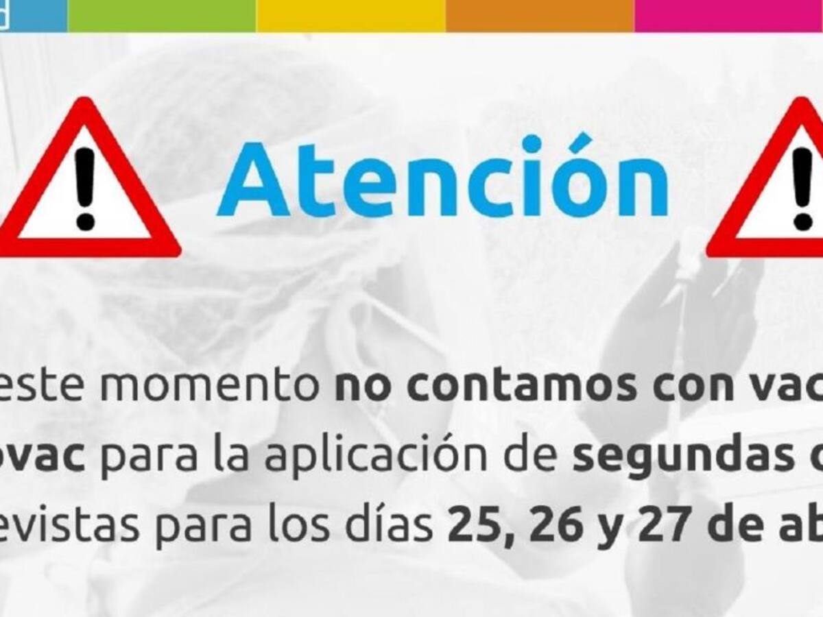 Cancelan aplicación de segundas dosis de Sinovac en Manizales