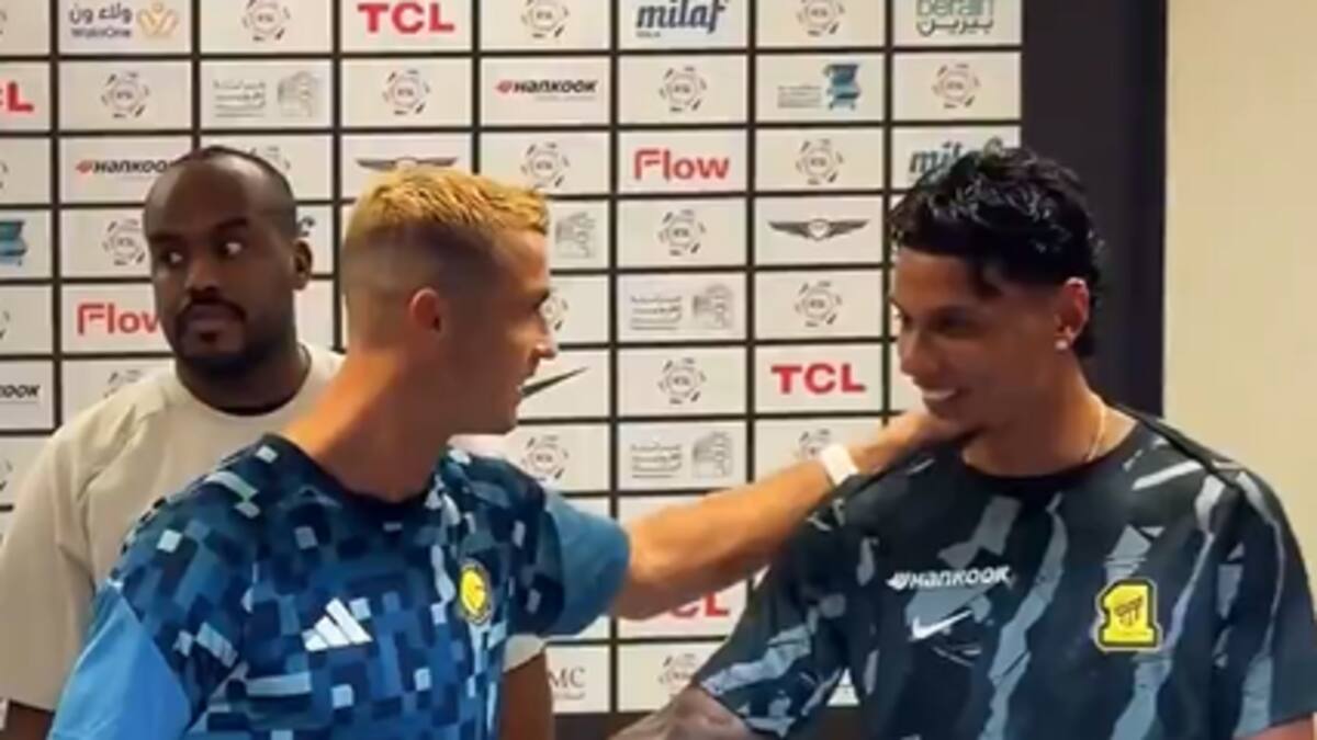 Video: Cristiano Ronaldo le dio la bienvenida a Richard Ríos a la Liga saudí con cariñoso saludo