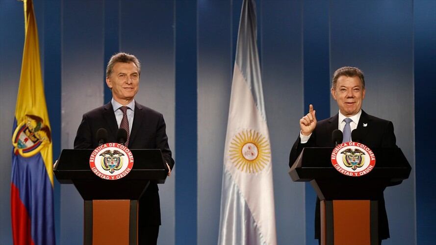 Mauricio Macri y Juan Manuel Santos. Foto: Colprensa