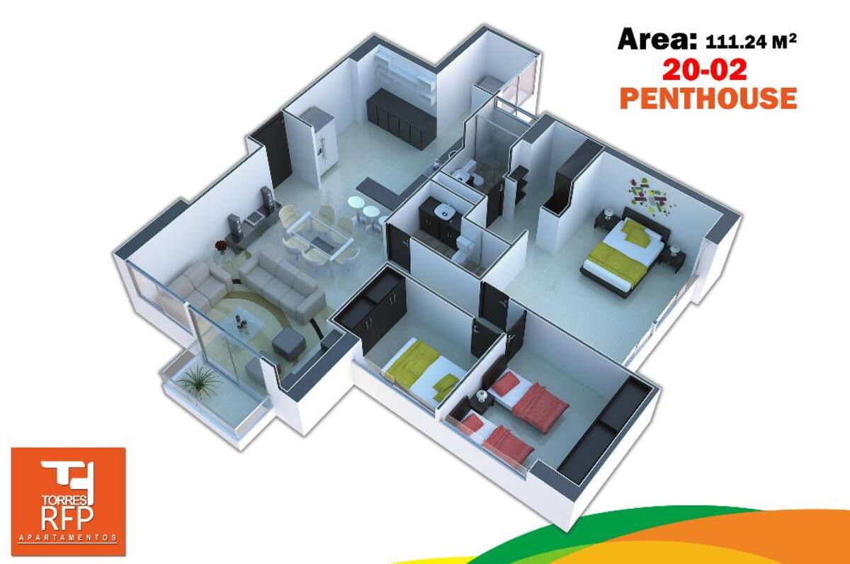 Estas dos torres de 12 y 20 pisos, cuentan con diferentes tipos de apartamentos desde 72 m hasta 153 m de 2 y 3 alcobas. Proyecto ubicado en el sector de la Milla de Oro de Ibagué.