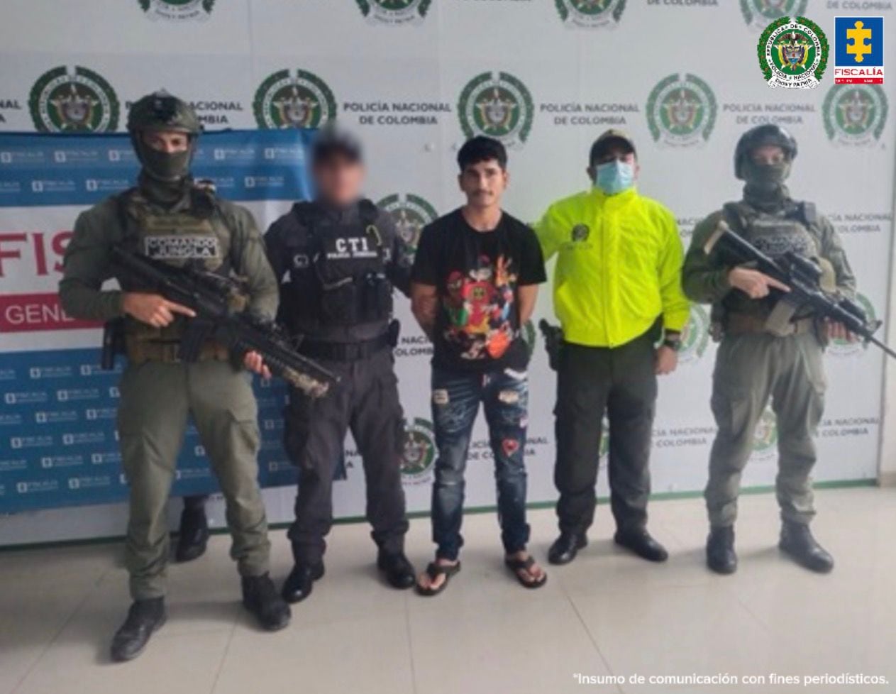 Se trata de Jairo Andrés Miranda Ramírez, Brayan Stiven Rolón Borges y Johan Hernán Martínez Romero. Foto: Fiscalía.