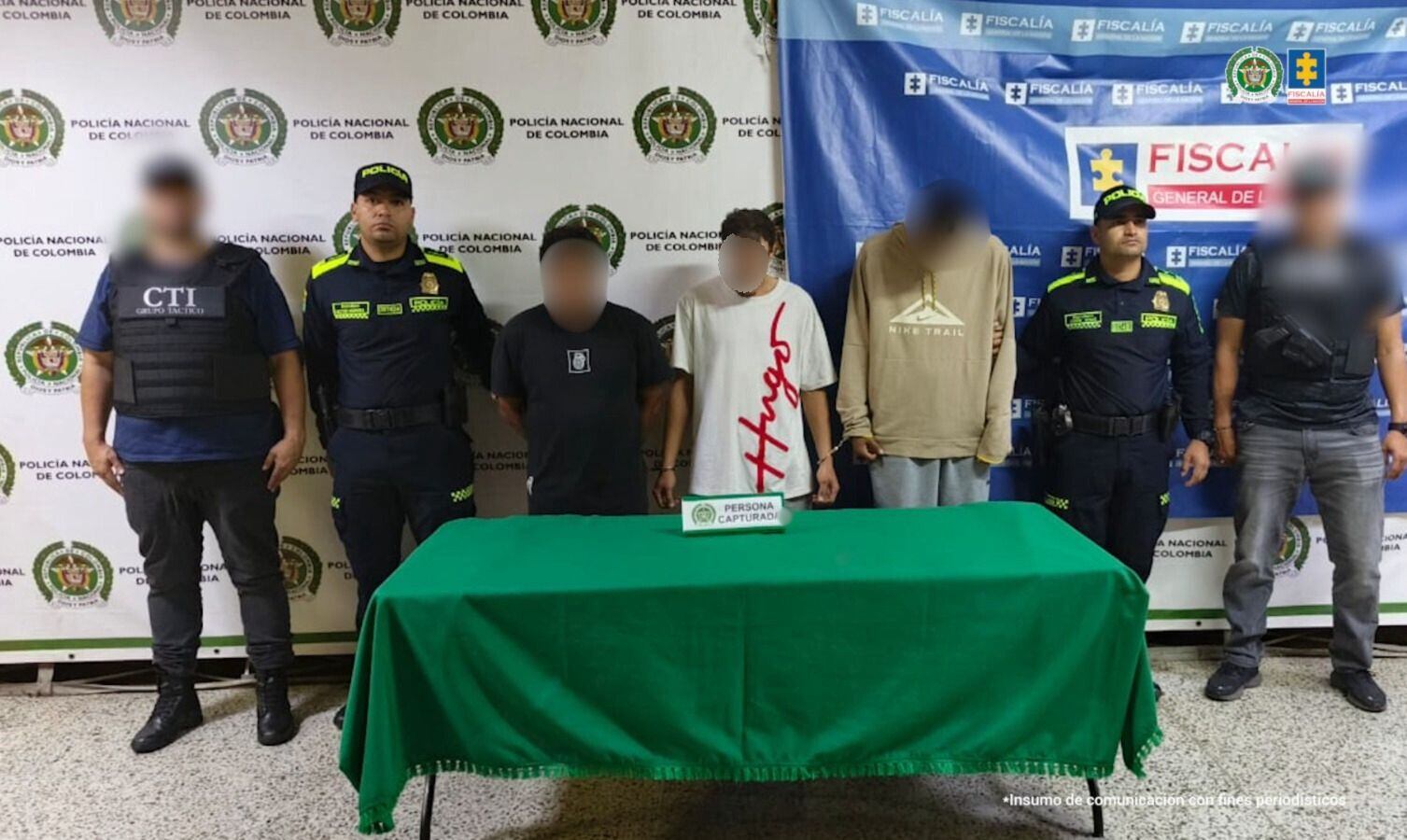 Capturan a tres presuntos responsables de homicidio en Medellín Foto: Fiscalía General de la Nación