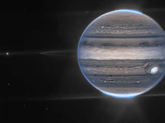 Imagen compuesta de Júpiter del Webb NIRCam a partir de tres filtros 