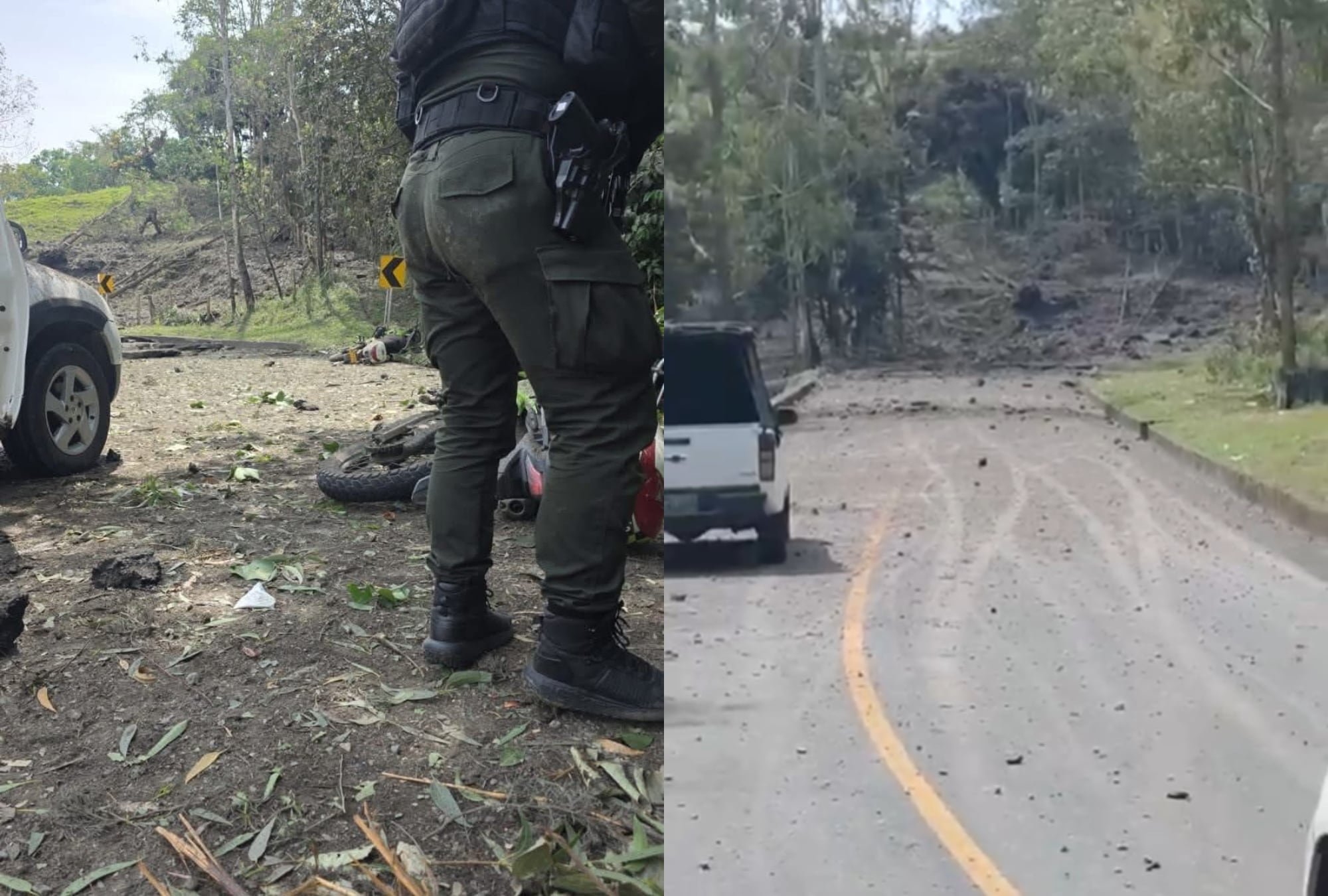 Atentado en Timbío, Cauca. Fotos: captura de pantalla video suministrado