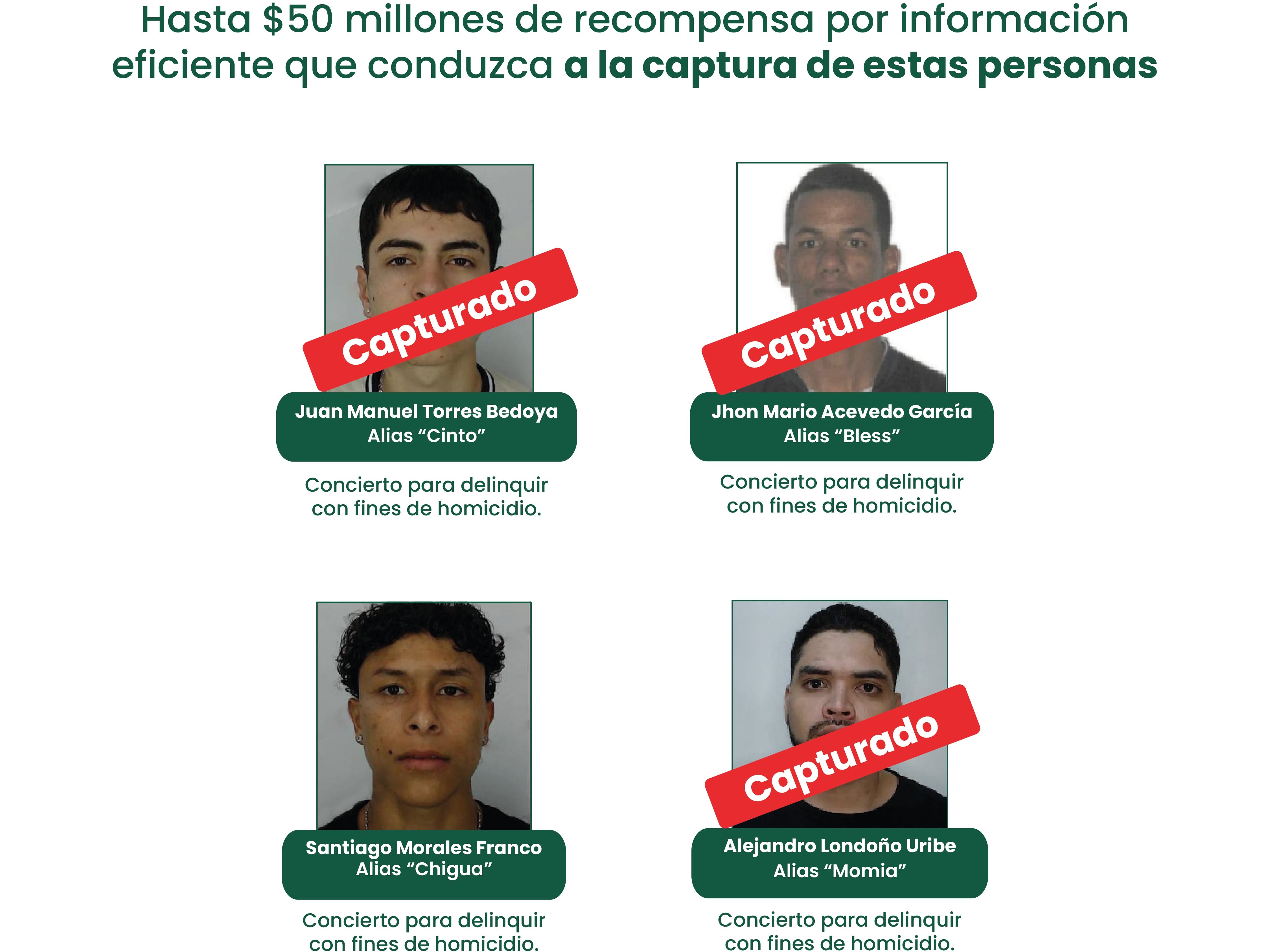 Cartel de los más buscados por homicidio en el suroeste antioqueño. Foto: cortesía. 