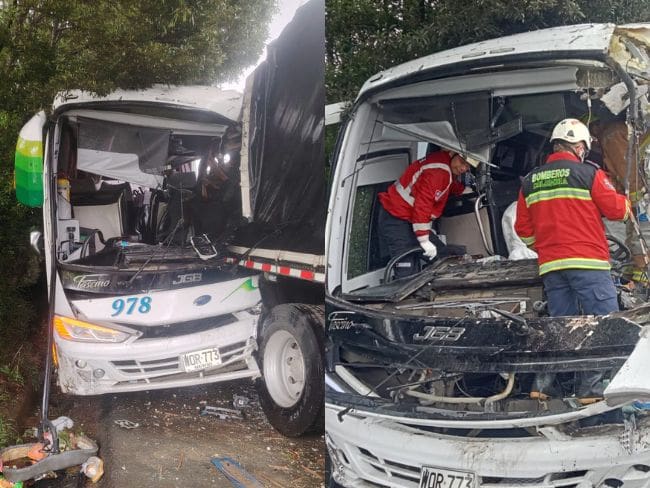Bus chocó contra camiones en Villapinzón: un muerto y 9 heridos en la vía Bogotá–Tunja