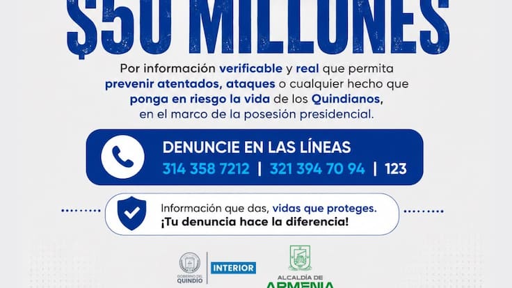 Secretario del Interior del Quindío sobre la recompensa