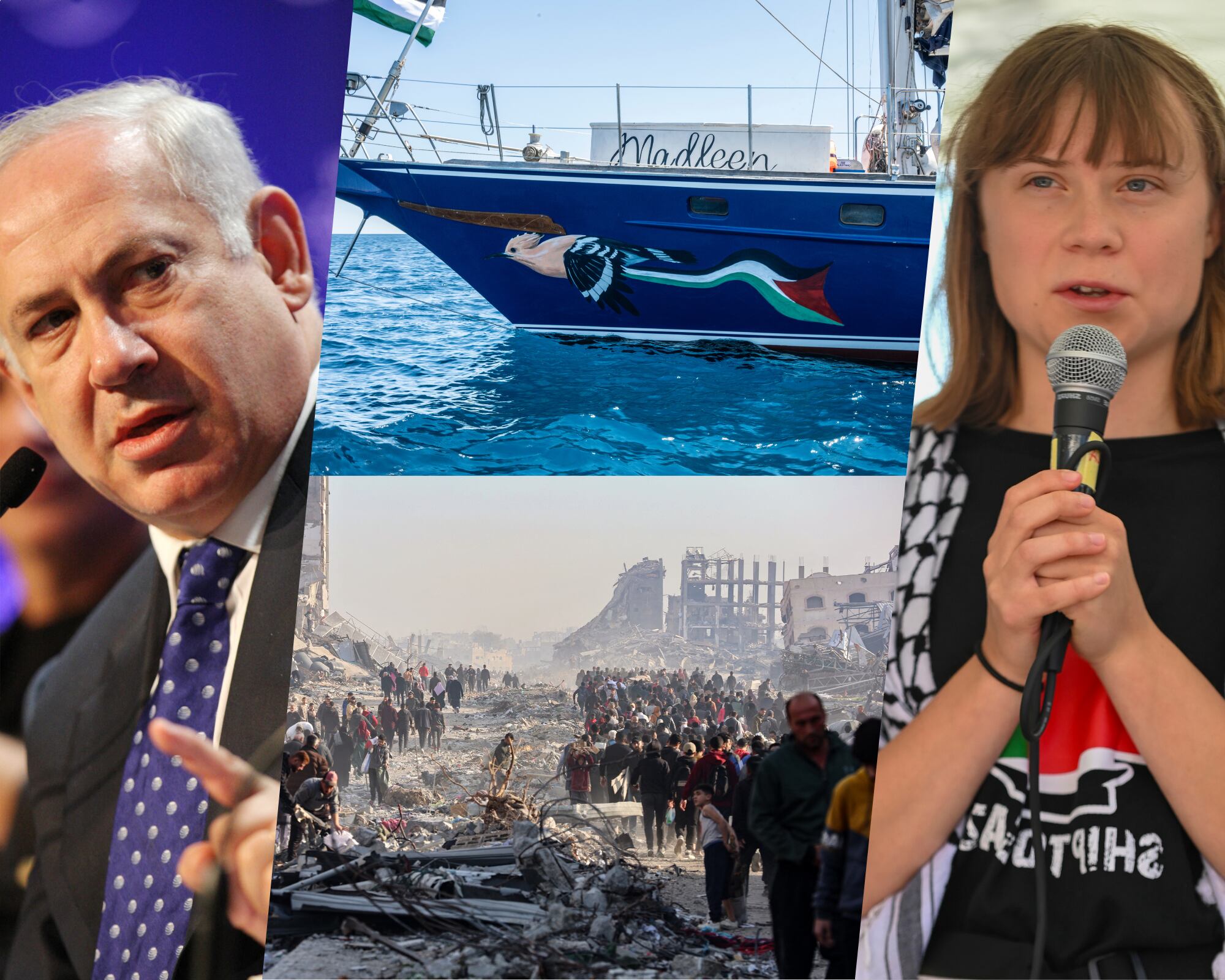 El barco de ayuda humanitaria, que tenía como objetivo Gaza y donde se movilizaban 12 activistas incluyendo a Greta Thunberg, fue interceptado por fuerzas israelíes.
(Foto:   Caracol Radio / Getty )