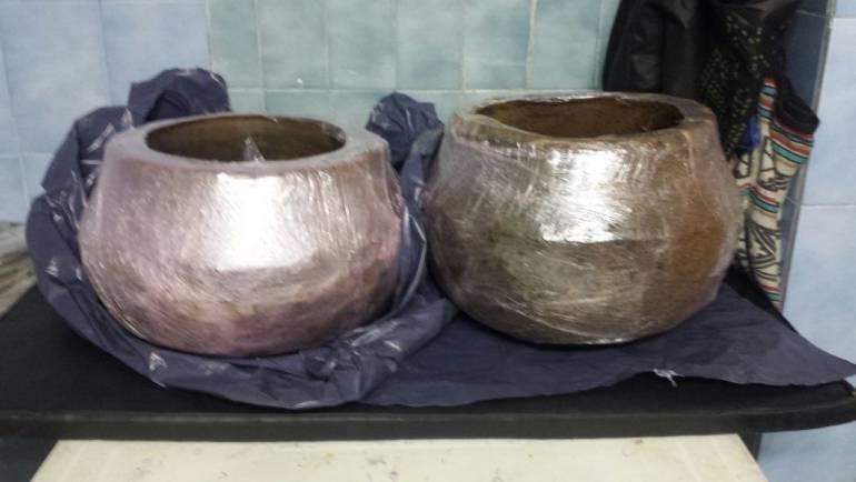 Vasijas indígenas halladas en Itagüí