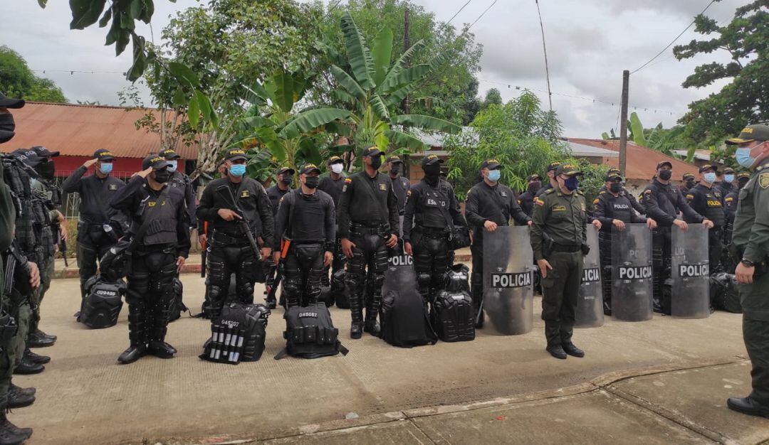 La institución dispuso de uniformados de sus diferentes especialidades como ESMAD, GOES, Sijín, Inteligencia, Carabineros, entre otros