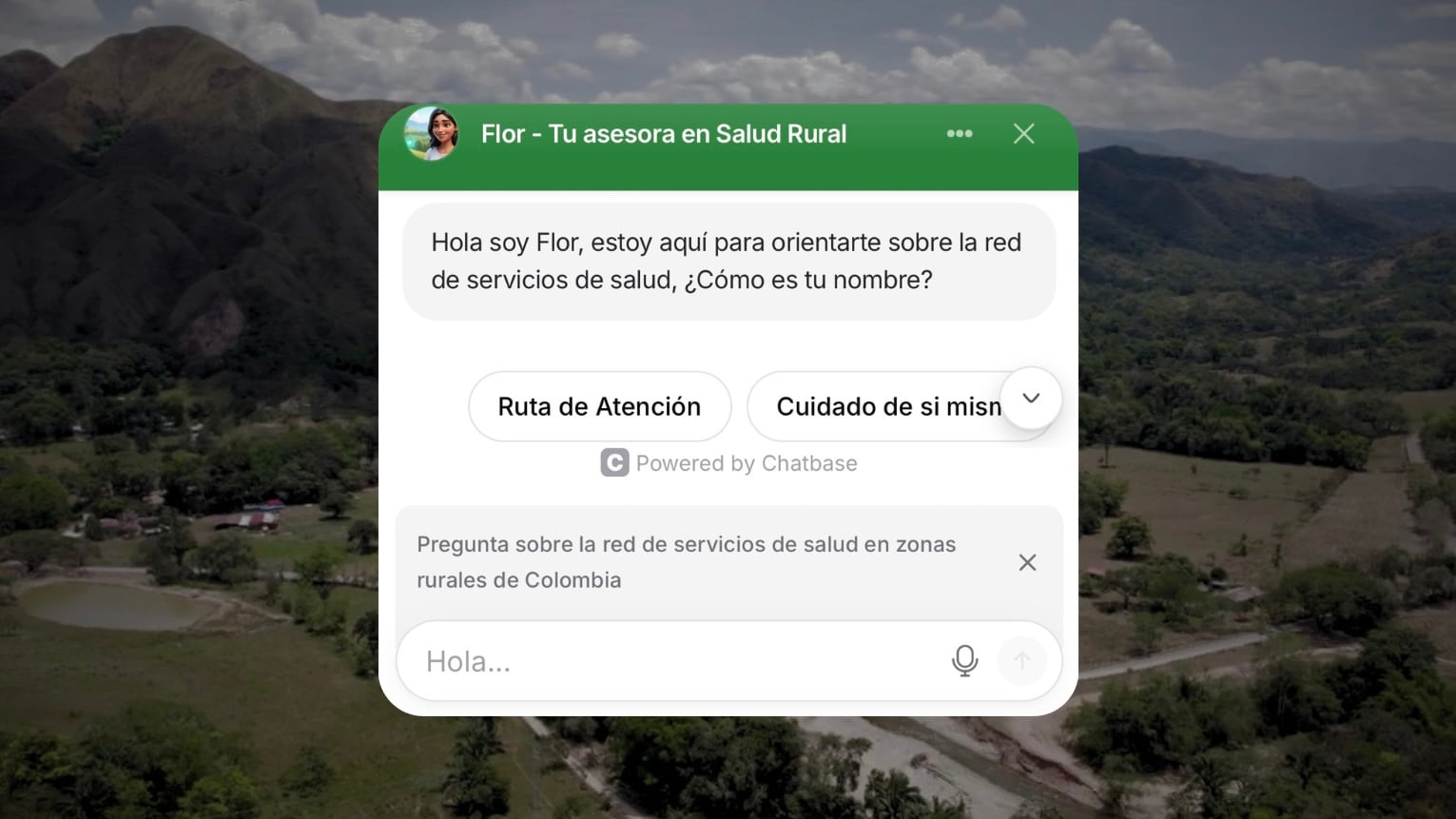Flor, es una herramienta de Inteligencia Artificial que hace accesible la información para la comunidad incluido personal de salud, usuarios de la zona y cualquier internauta en www.saludrural.site | Foto: Salud Rural para la Paz.