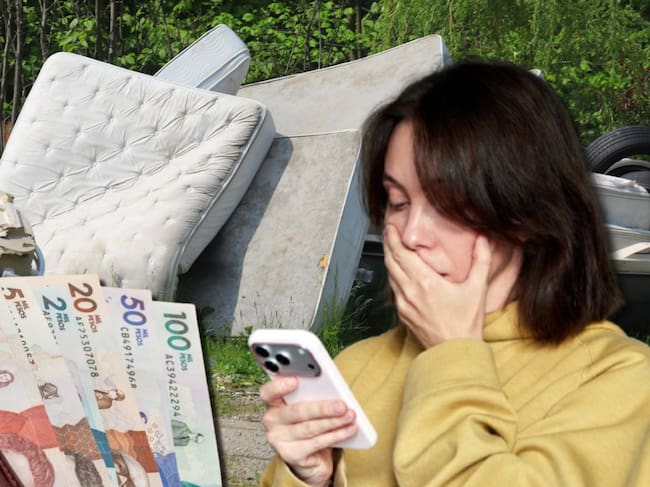 Imágenes de referencia de dinero Colombia, escombros y persona con preocupación. Fotos: Getty Images