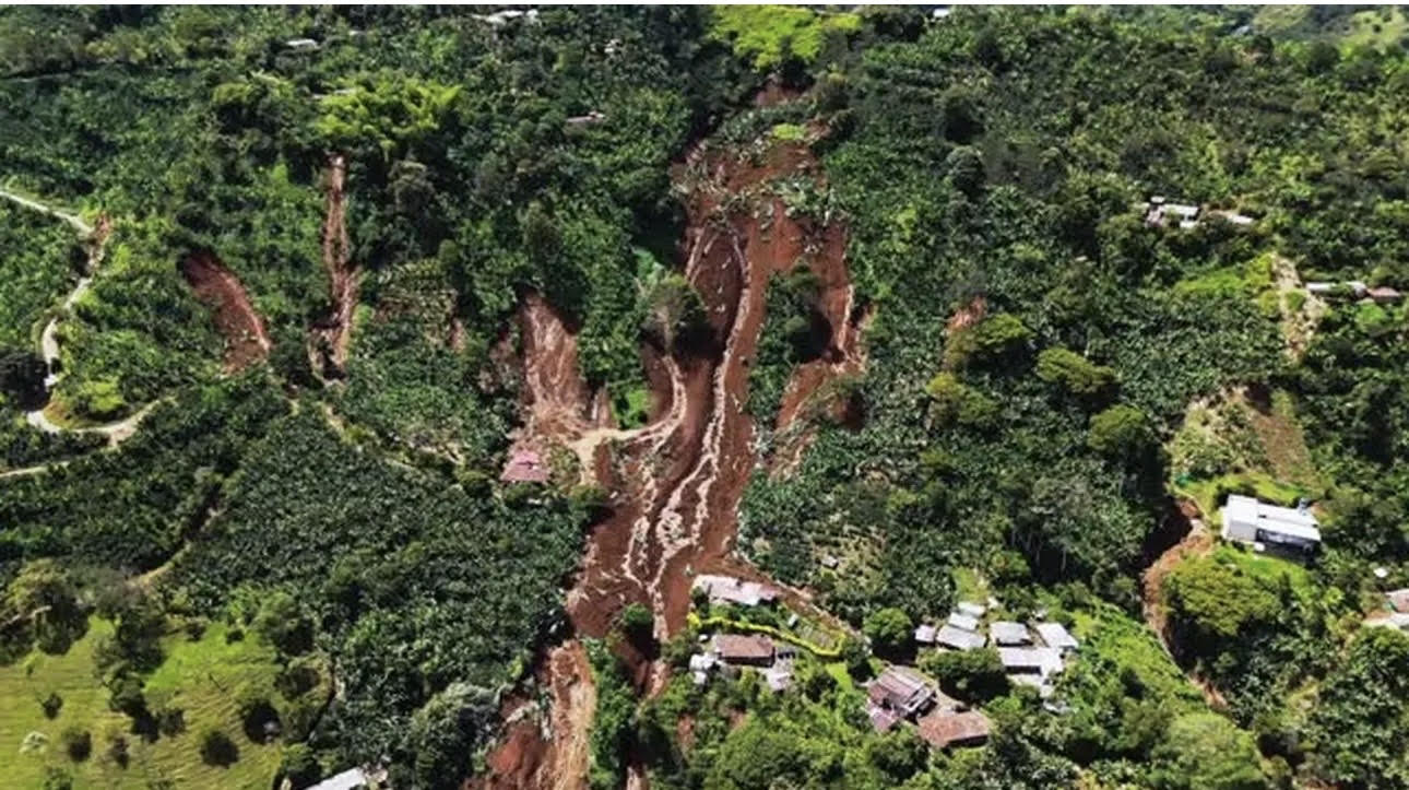 Zona de emergencia por un deslizamiento en Pueblorrico, Antioquia. Foto: Cortesía.