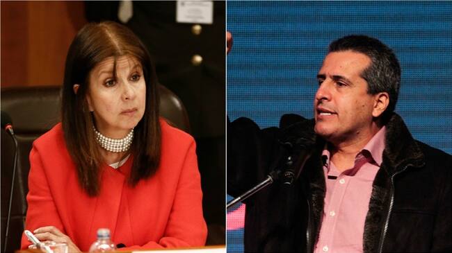 María Victoria Calle, presidenta de la Corte Constitucional y Luis Fernando Velasco, presidente del Congreso. Foto: Colprensa