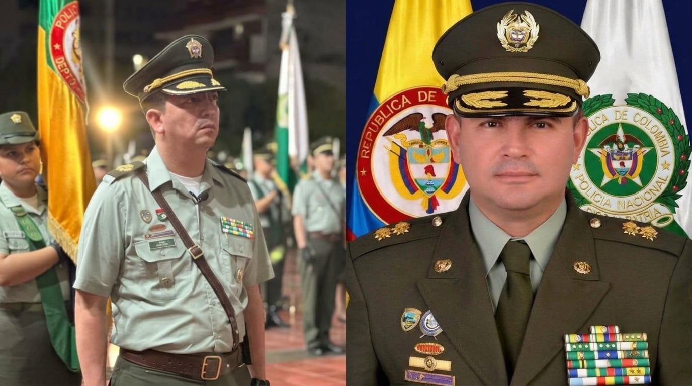 Coronel Diego Edixon Mora Muñoz asumió la Policía Huila y el brigadier general William Quintero Salazar. Foto Redes Sociales