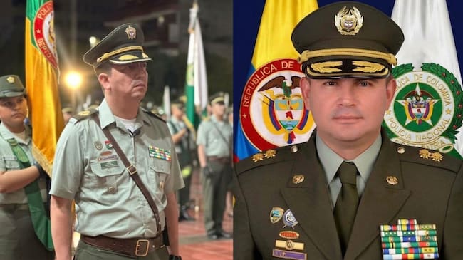 Coronel Diego Edixon Mora Muñoz asumió la Policía Huila y el brigadier general William Quintero Salazar. Foto Redes Sociales