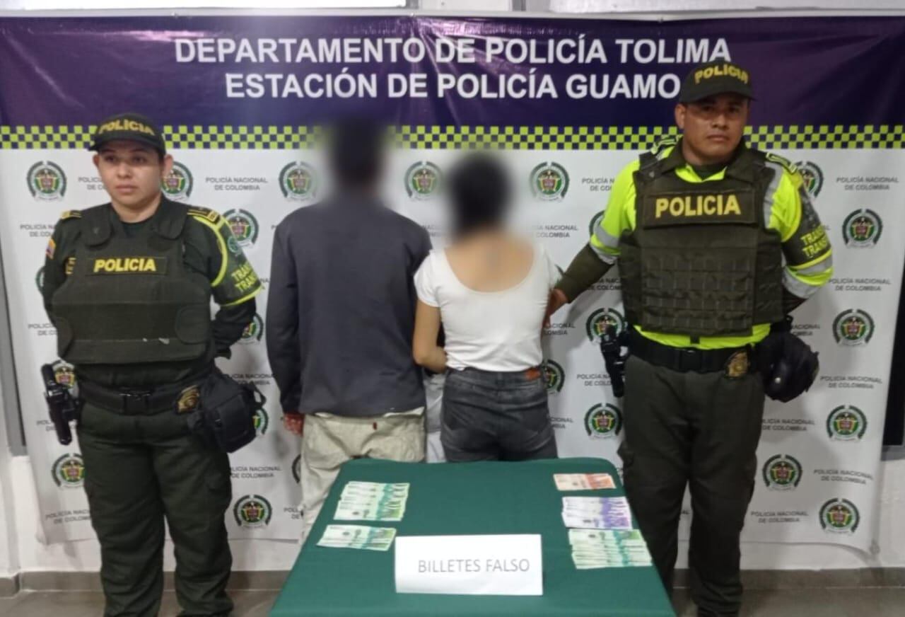 Dos personas capturadas en la población del Guamo, Tolima, transportando moneda falsa