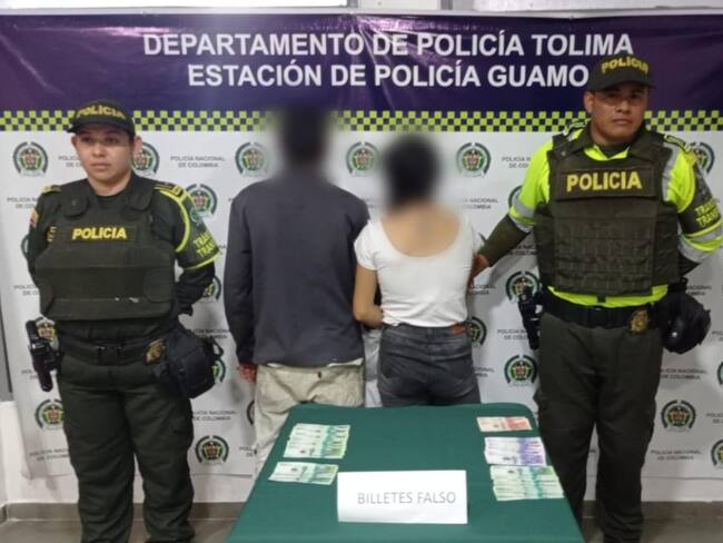 Dos personas capturadas en la población del Guamo, Tolima, transportando moneda falsa