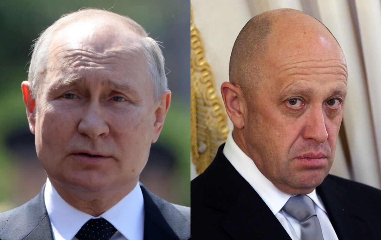 Yevgueni Prigozhin, jefe del Grupo Wagner, y Vladimir Putin, presidente de Rusia. Foto: Getty Images.