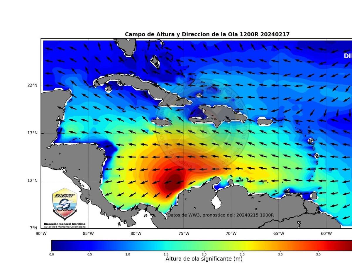 Olas de cuatro metros pronostica Dimar para este fin de semana en Cartagena