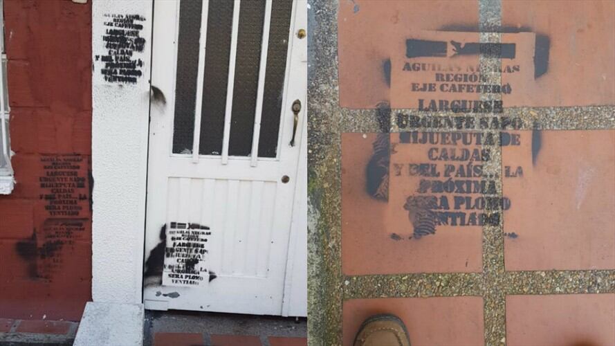 Juan Carlos Martínez Gil asegura que pintaron grafitis en la fachada de su casa y le dejaron un panfleto. Foto: Juan Carlos Martínez Gil