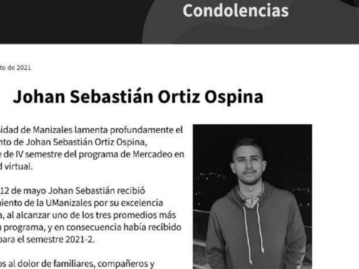 UManizales lamentó el fallecimiento de manera violenta de un estudiante