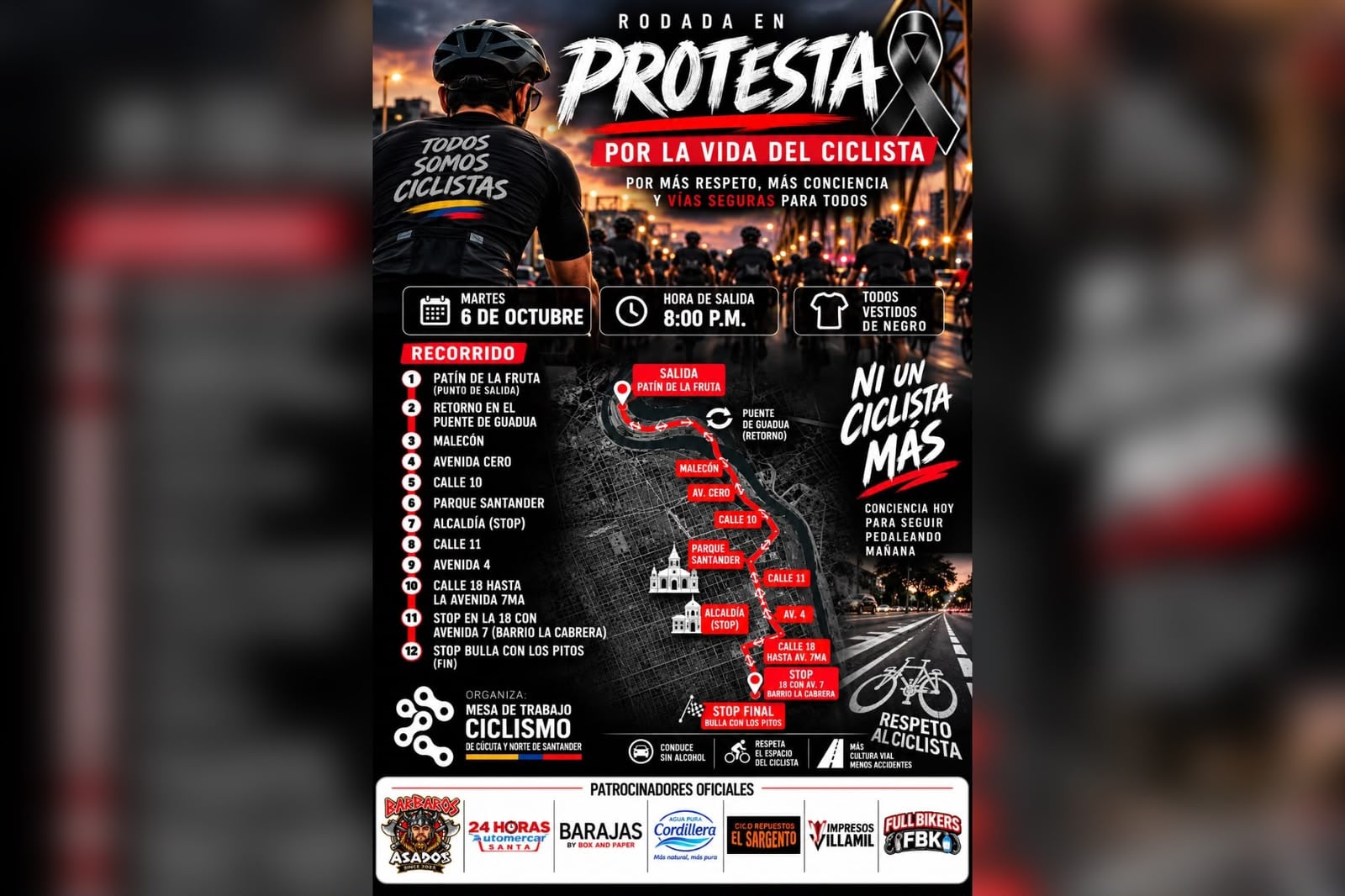 Ciclistas de Cúcuta realizarán rodada para exigir respeto y vías seguras. Foto: suministrada.