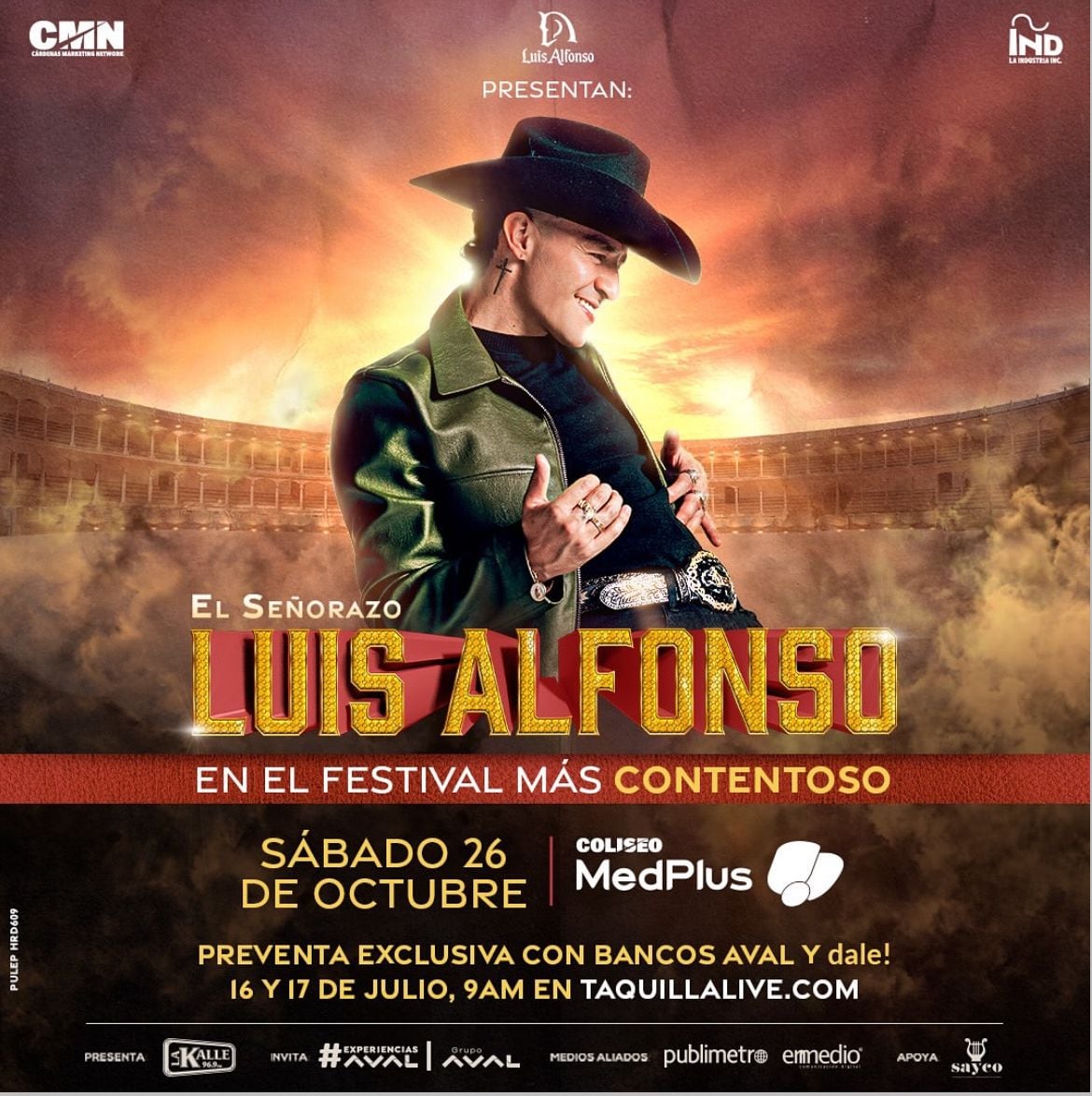 Cartel concierto Luis Alfonso en Bogotá.