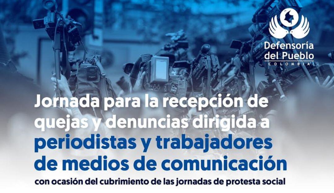 Defensoría recibirá denuncias de periodistas atacados en medio del paro nacional