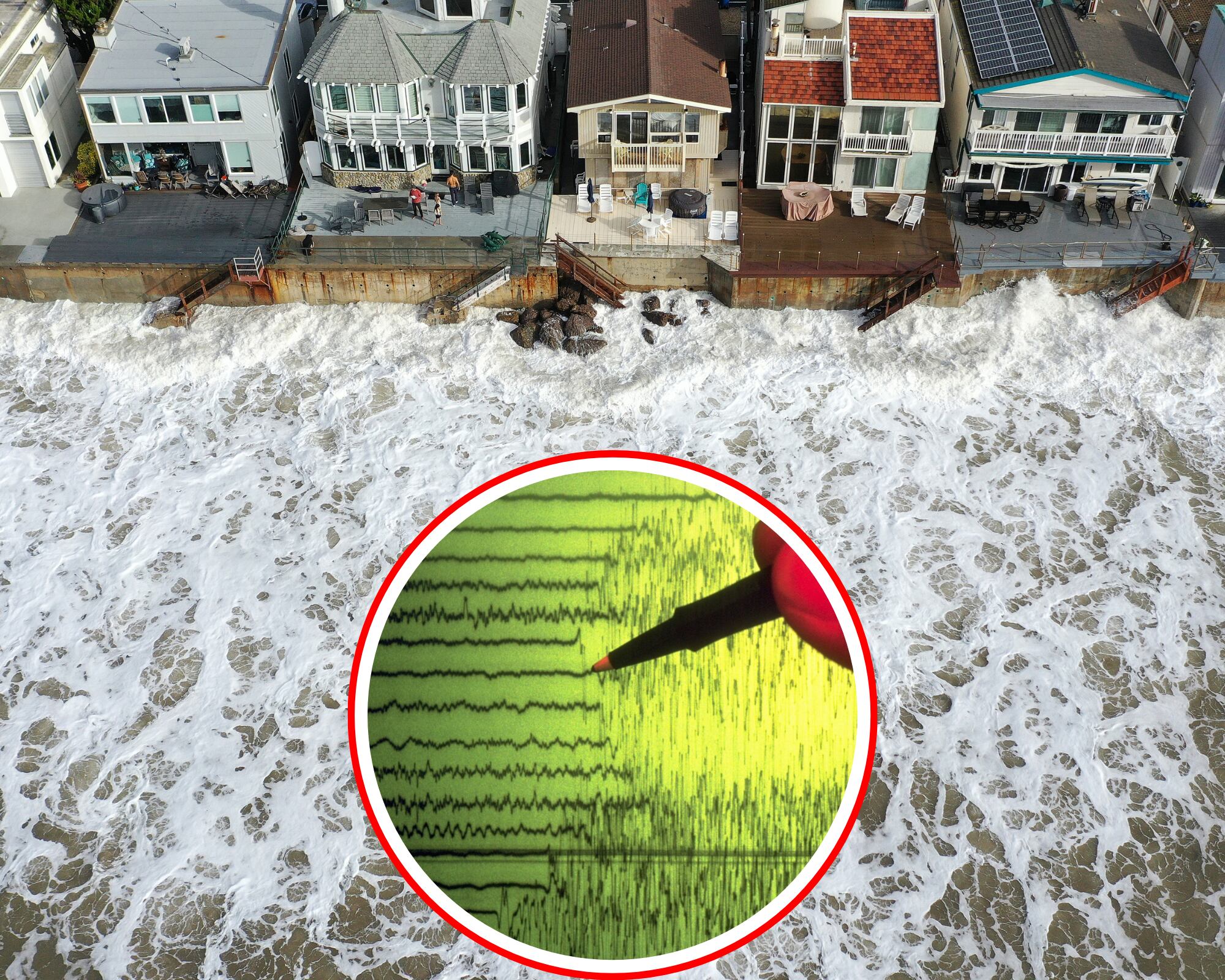 Aumento de oleaje en costas de California (Estados Unidos) tras emisión de alerta de tsunami por un sismo de magnitud 7.0.
(Foto: Caracol Radio / Getty )