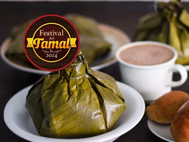 Tamal colombiano // Getty Images // Logo del Festival del Tamal // Alcaldía de Bogotá