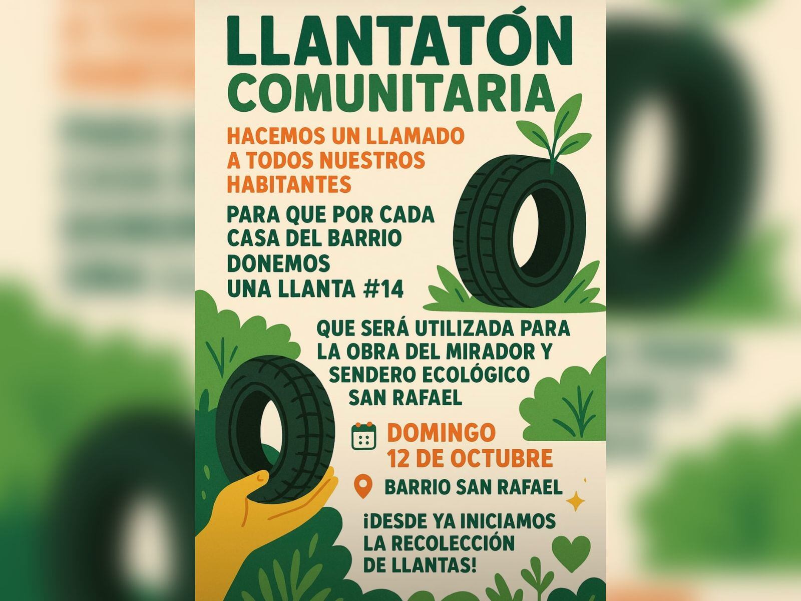 Llantatón comunitario en San Rafael, Cúcuta. / Foto: Clara Villamizar, presidente JAC.