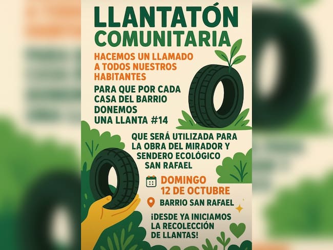 Llantatón comunitario en San Rafael, Cúcuta. / Foto: Clara Villamizar, presidente JAC.