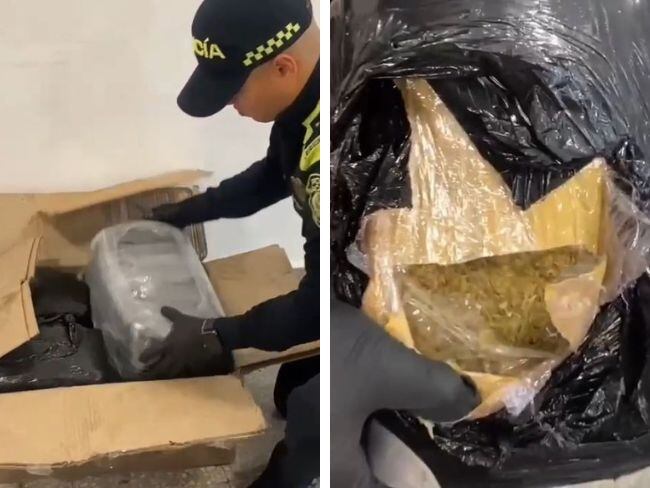 24 kilos de marihuana incautados en el Aeropuerto El Dorado. Cortesía Prensa Policía de Bogotá.