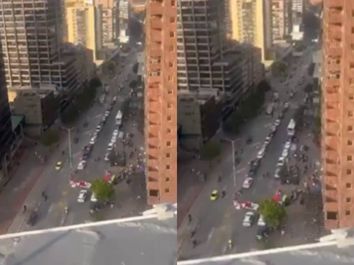 Concejal Juan David Quintero confronta a escoltas por bloqueo de la vía en pleno Centro