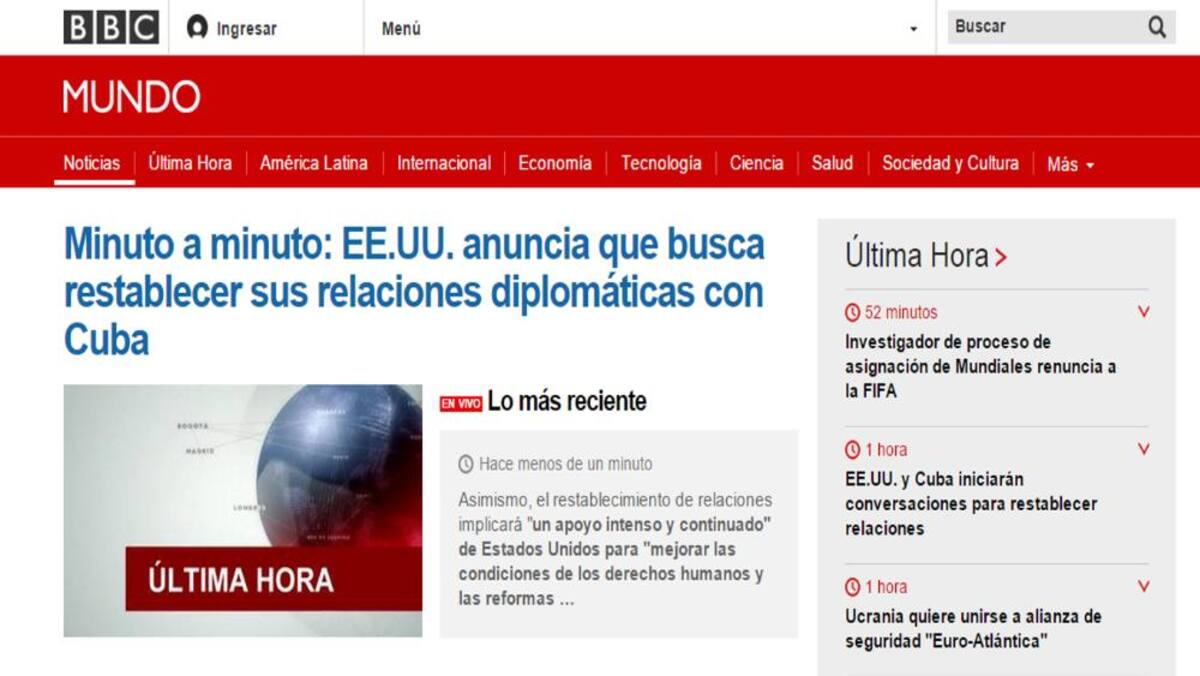 Las portadas de varios diario y sitios web destacaron ampliamente la orden que dio Obama para restablecer las relaciones entre los dos países.