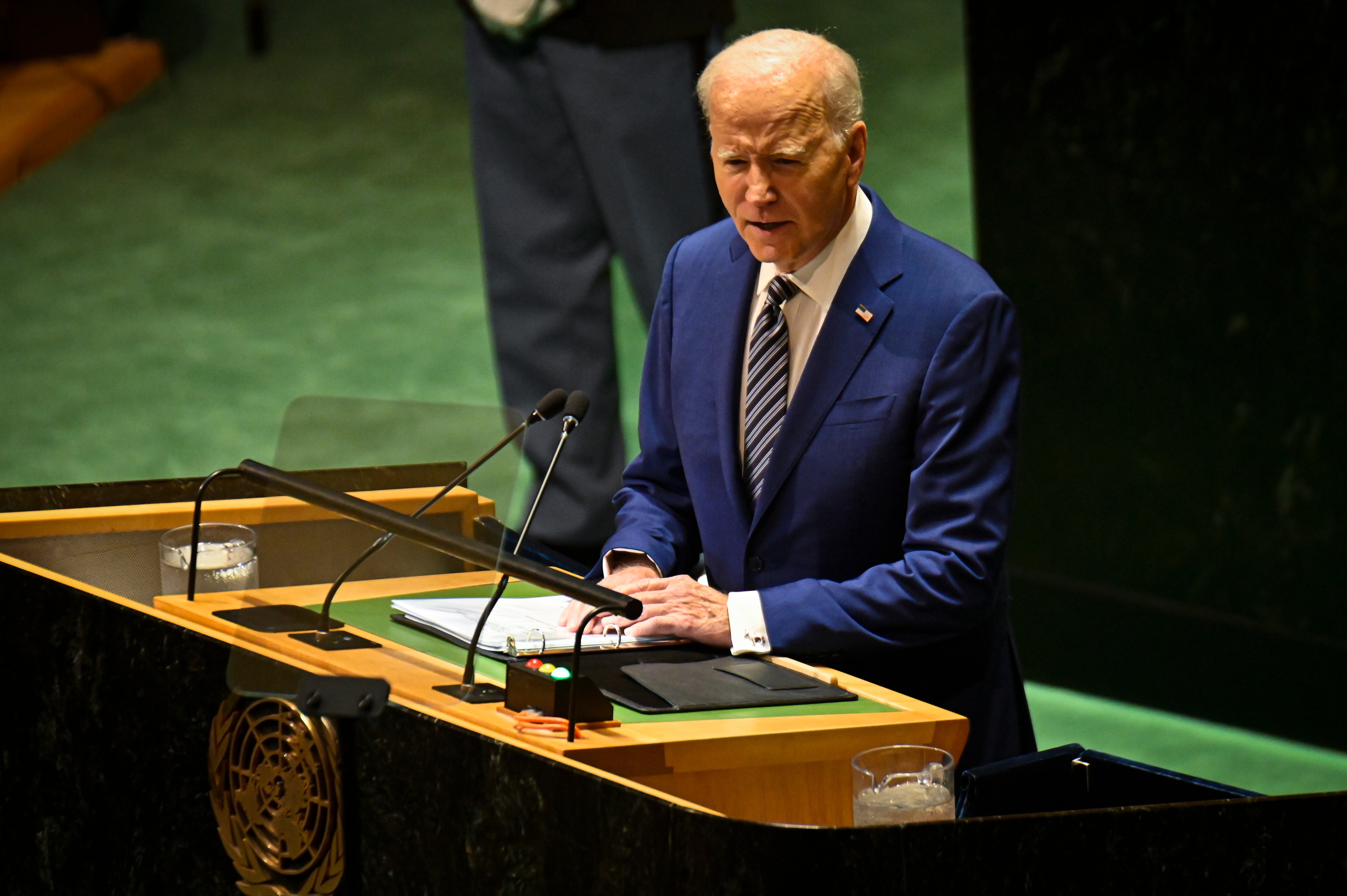 New York (United States), 19/09/2023.- United States President Joe Biden addresses the delegates during the 78th session of the United Nations General Assembly at United Nations Headquarters in New York, New York, USA, 19 September 2023. (Estados Unidos, Nueva York) EFE/EPA/MIGUEL RODRIGUEZ