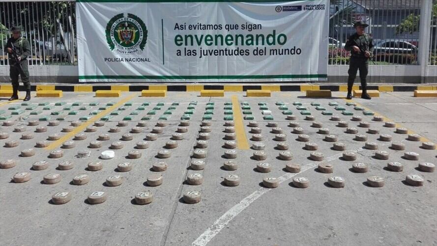 Incautan 336 kilos de clorhidrato de cocaína del Clan de Golfo en Cartagena. Foto: Policía Cartagena